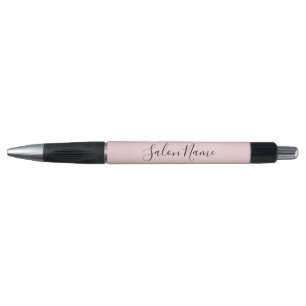 Caneta Texto Preto Cor-de-Rosa Pálido Elegante Nome do S