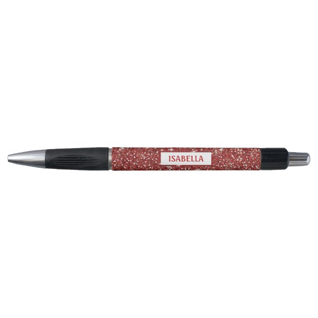 Caneta Textura de Brilho Vermelho Falso com Nome Personal (Frente)
