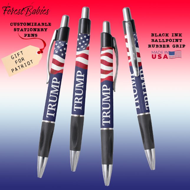 Caneta TRUMP Bandeira Patriótica Americana Vermelha Branc (Trump Patriotic USA red white & blue American Flag Stationery Pen 🇺🇸)