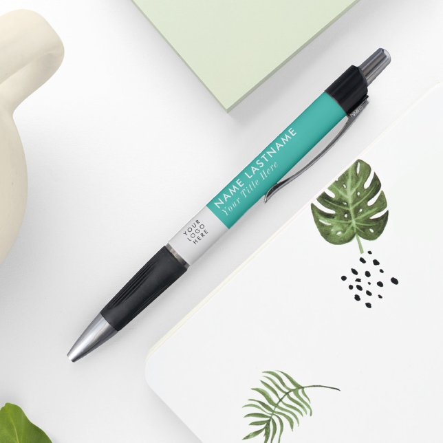 Caneta Turquesa Fresca Moderno Simples Logotipo Personali (Criador carregado)