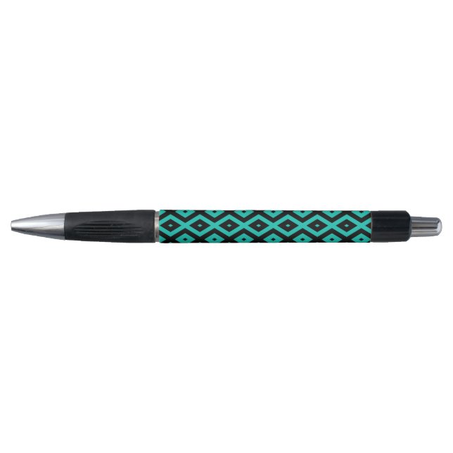 Caneta Turquoise and black diamond pattern (Frente)
