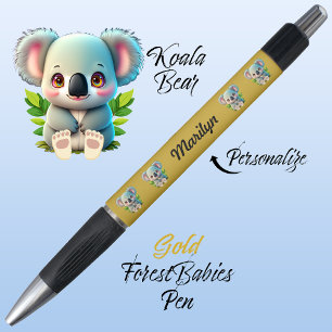 Caneta Urso Koala, Dourado Colorido, Animal De Floresta B