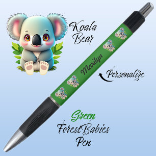 Caneta Urso Koala, Verde Colorido, Animal De Floresta Bon