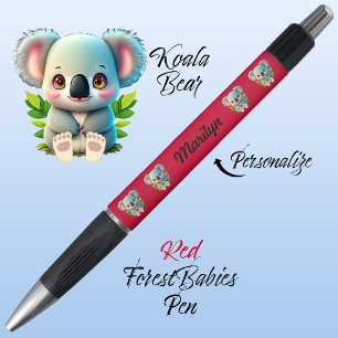 Caneta Urso Koala, Vermelho Colorido, Animal De Floresta