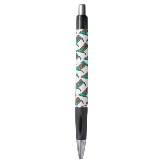Caneta Vaca Brown e Teal Silhouette (Frente Vertical)