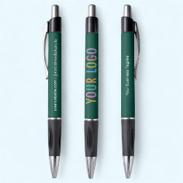 Caneta Verde com Tinta Preta Logotipo Personalizad