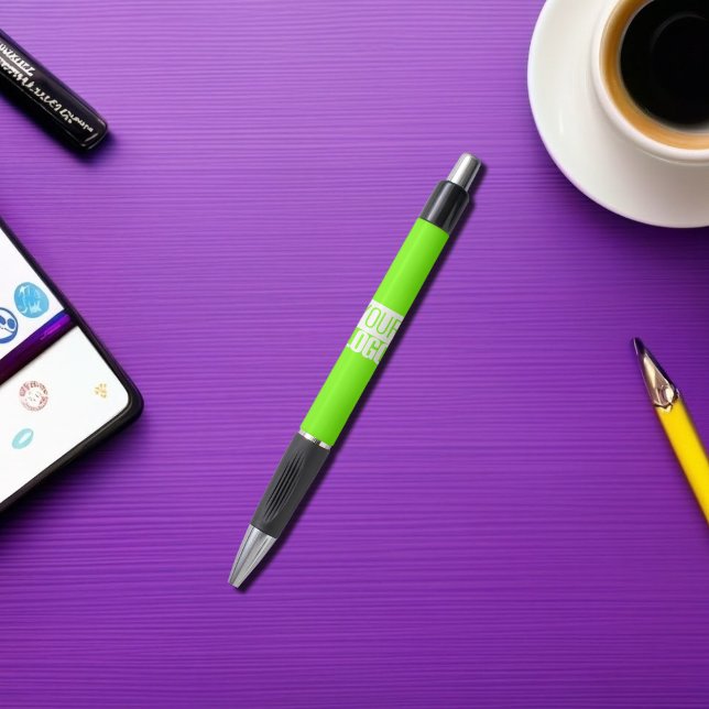 Caneta verde fluorescente - adicione seu logotipo (Criador carregado)