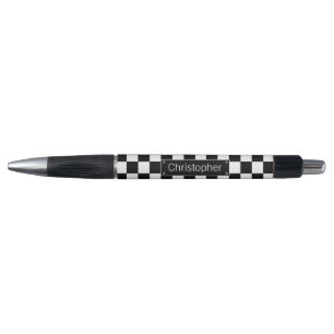 Caneta Verificações preto e branco personalizadas na mo