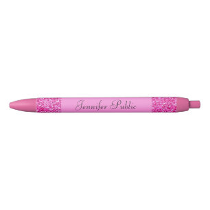 Caneta Vermelha Glitter Rosa Personalizado Modelo Girly Personaliz