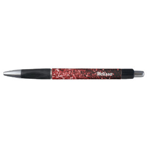 Caneta Vermelho Escuro brilho Glitter Glamour Personaliza