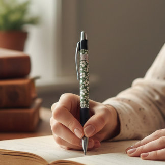 Caneta Vintage Sage Floral Custom Initials 