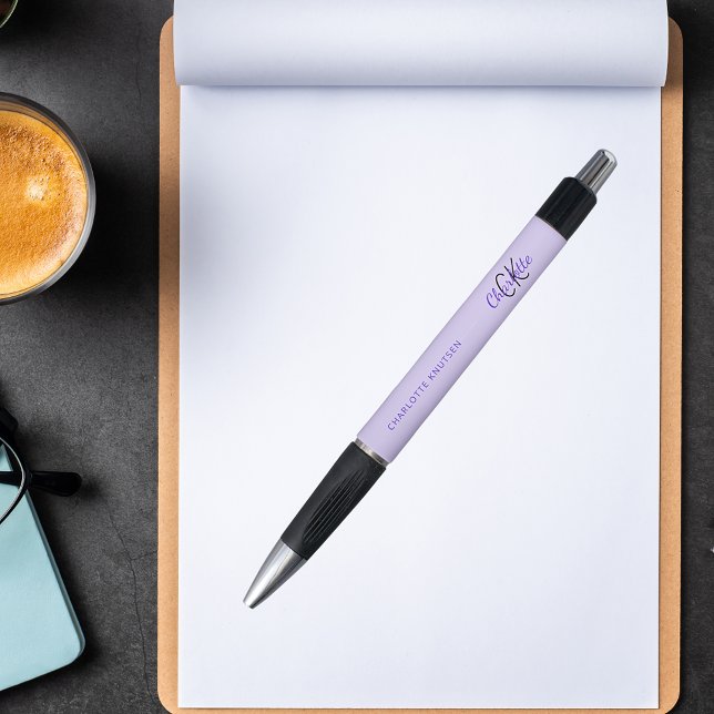 Caneta Violet lavanda nome monograma script (Criador carregado)