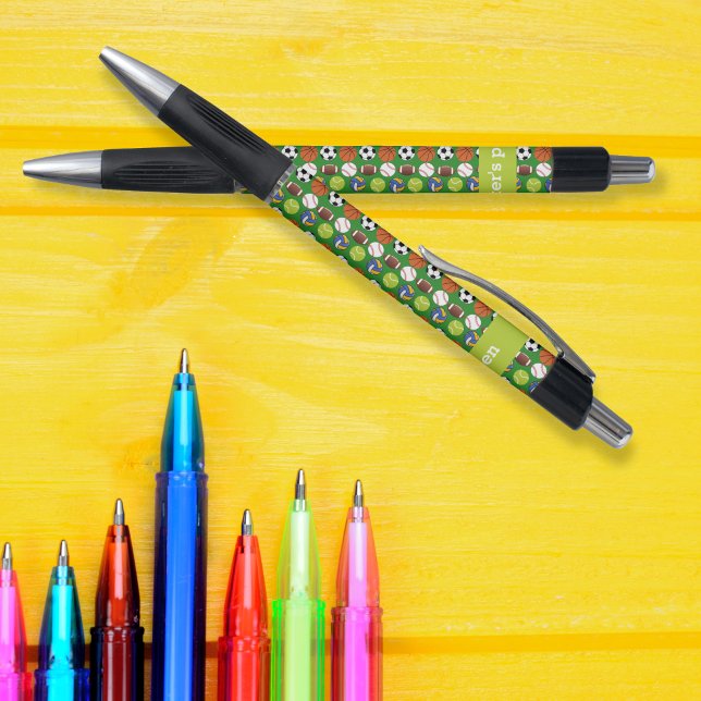 Caneta Voltar à escola Esportes Múltiplos bolas personali (Back to school Multiple Sport balls personalized Pen)