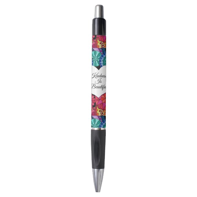 Caneta Watercolor Rainbow Mandala Com Coração (Frente Vertical)