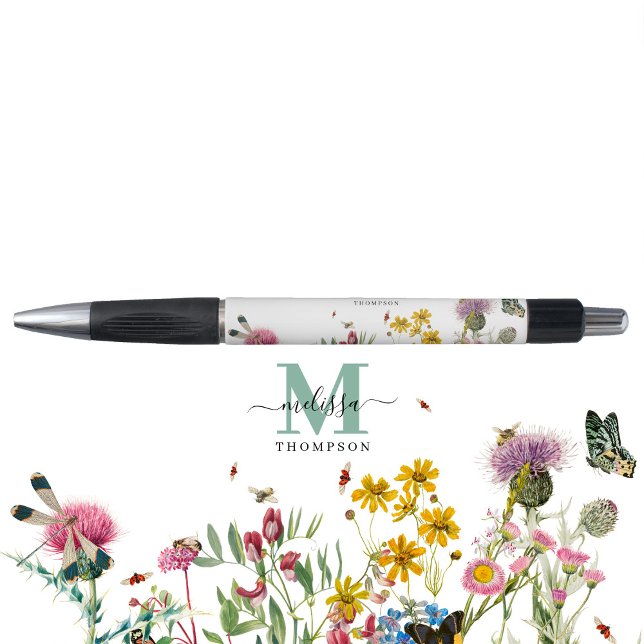Caneta Watercolor Wildflower Insetos Floral Primavera Gar (Watercolor Wildflower Insects Floral Spring Garden Pen)