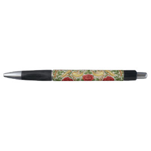 Caneta William Morris Rosa & Pássaros Chintz Vermelho