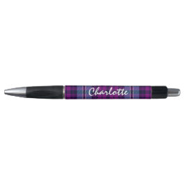 Caneta Xadrez Escocesa de Tartan Purple Blue Personalizad