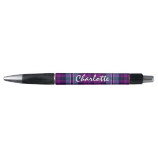 Caneta Xadrez Escocesa de Tartan Purple Blue Personalizad