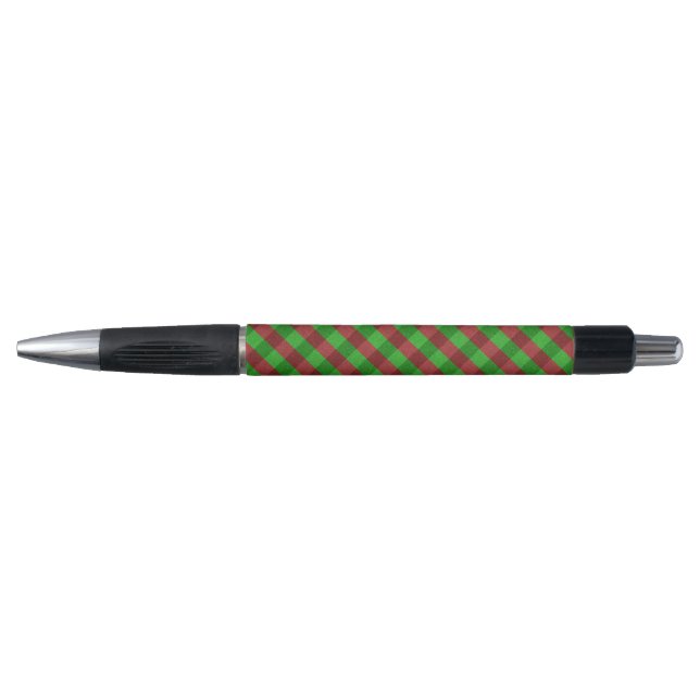 Caneta Xadrez Vermelho e Verde com Brilho (Frente)