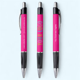 Canetas Rosa Vibrante Logotipo da Empresa Impresso