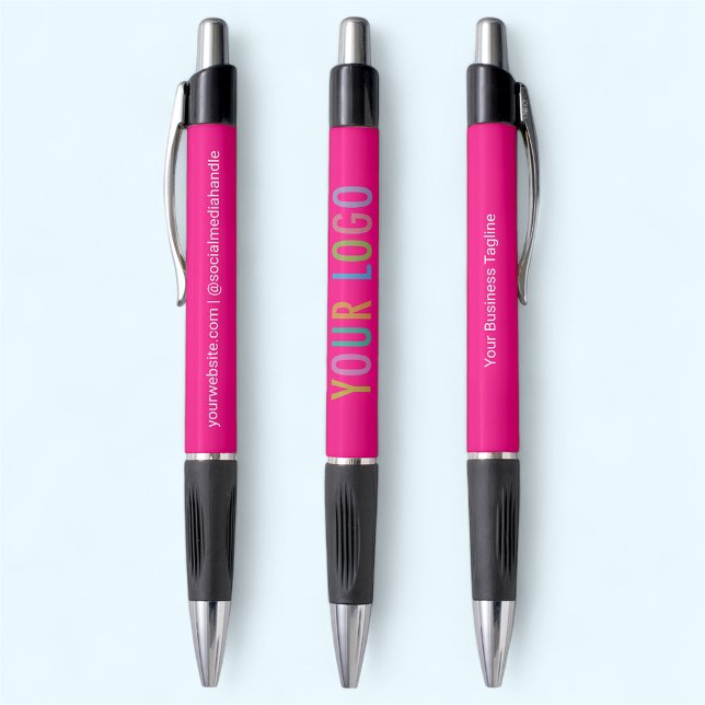 Canetas Rosa Vibrante Logotipo da Empresa Impresso (MISOOK Hot Pink Pens with Logo)