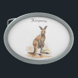 canguru aquarela personalizável<br><div class="desc">pintura aquosa de um canguru castanho no deserto, símbolo nacional australiano</div>