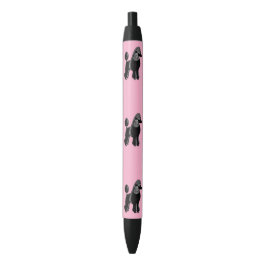 Caniches padrão pretas cor-de-rosa e canetas