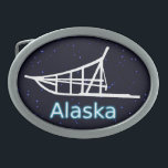 Canina<br><div class="desc">Uma silhueta branca de um trenó sobre fundo estelar. A leitura de texto "Alaska" aparece em azul e branco brilhantes.</div>