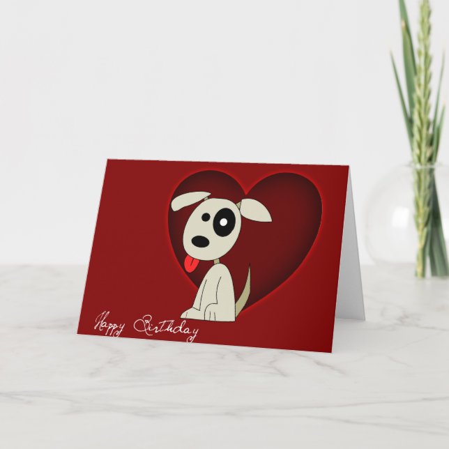 Canina com coração - Cartão de aniversário (Frente)