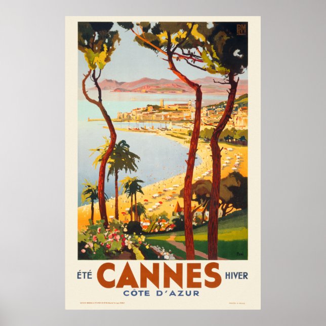 Cannes - Côte d'Azur France Poster vintage 1935 (Frente)