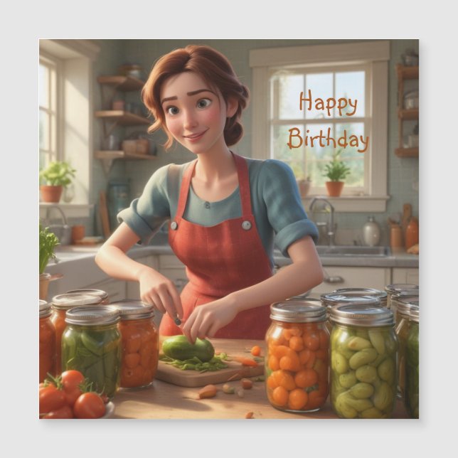 Canning the Harvest Magnetic Birthday Card (Frente)