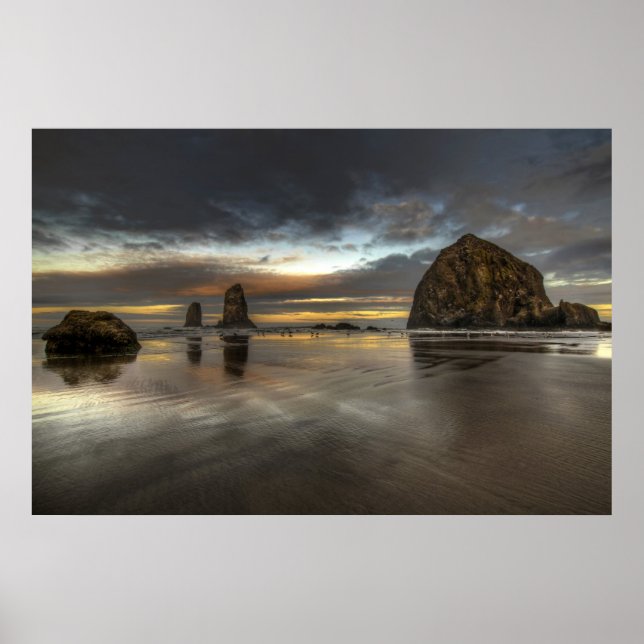 Cannon Beach Low Tide Oregon Pacific Ocean Poster (Frente)