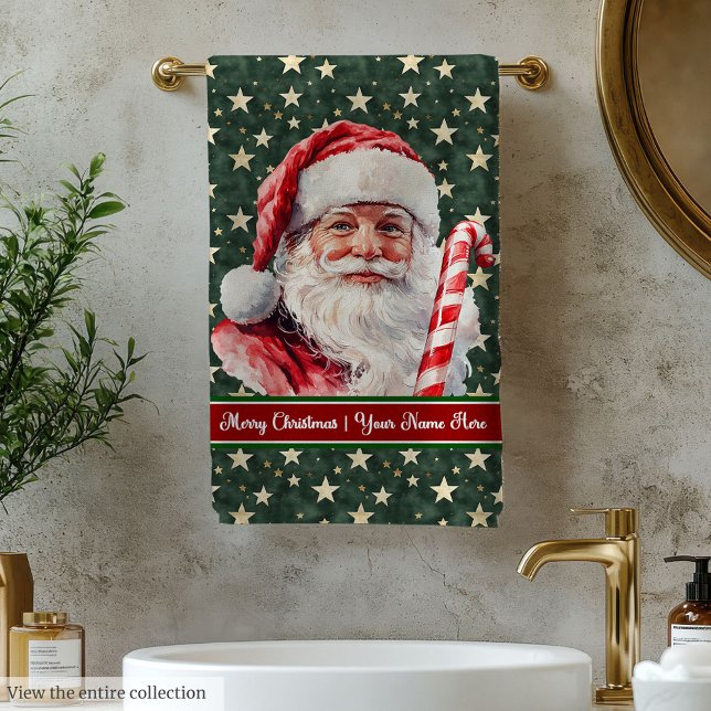Cantando Aquarela Santa Claus Bath Toalha (Charming Watercolor Santa Claus Bath Towel Set)
