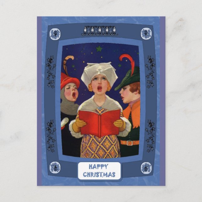 Cantando de Carol - Cartão Xmas tradicional noturn (Frente)