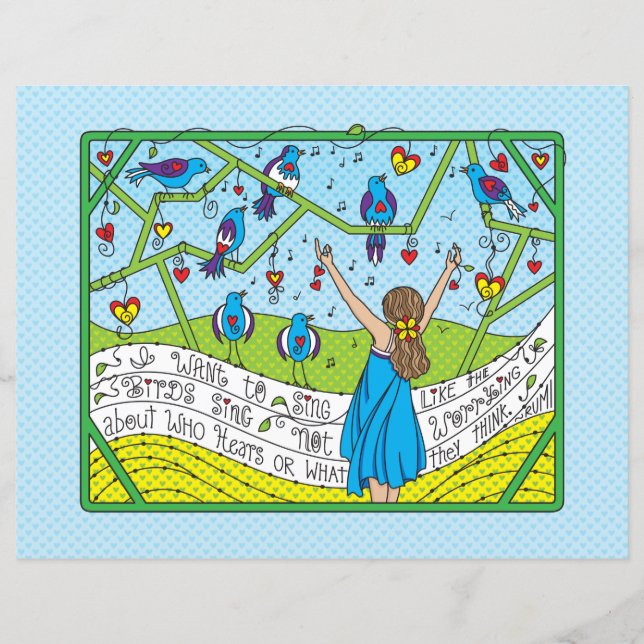 Cante Como A Pássaros Sing_Flat Paper Sheet 11"x8. (Frente)