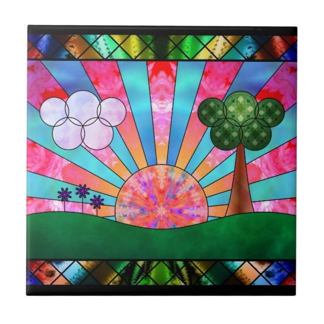 Canticle do azulejo/Trivet decorativos de Sun (Frente)