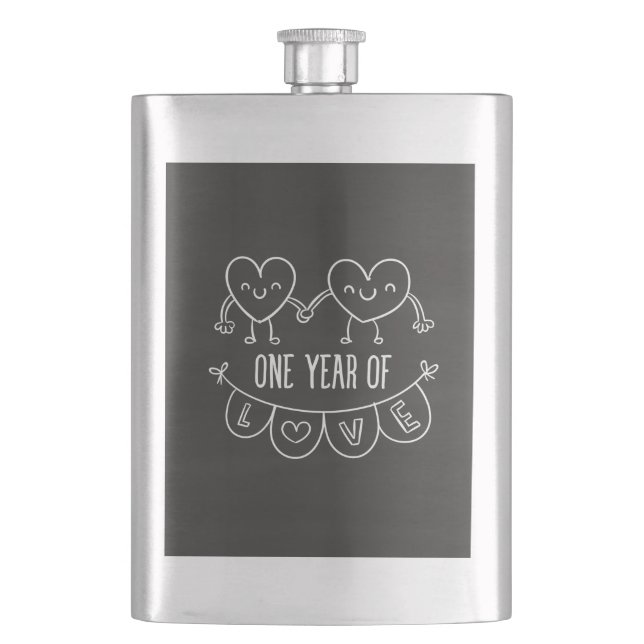 Cantil 1rua Aniversário Gift Chalk Hearts Classic Flask (Frente)