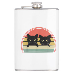 Cantil 2 Gatos Pretos Purgando Vintage Retro Cat Animal L