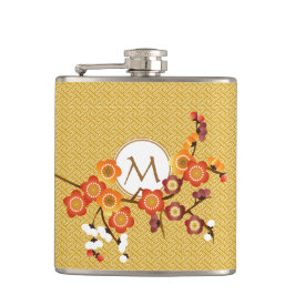 Cantil A ameixa japonesa floresce vermelho alaranjado