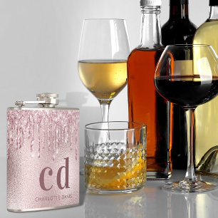 Cantil A brilho rosa pincelada goteja o nome do monograma