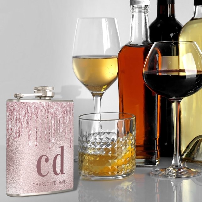 Cantil A brilho rosa pincelada goteja o nome do monograma (Criador carregado)