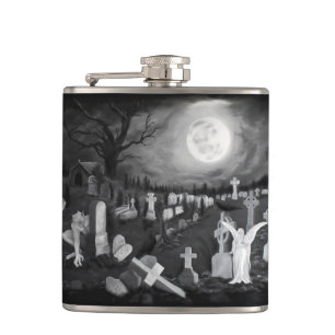 Cantil À noite no cemitério - Anjo com o Diabo