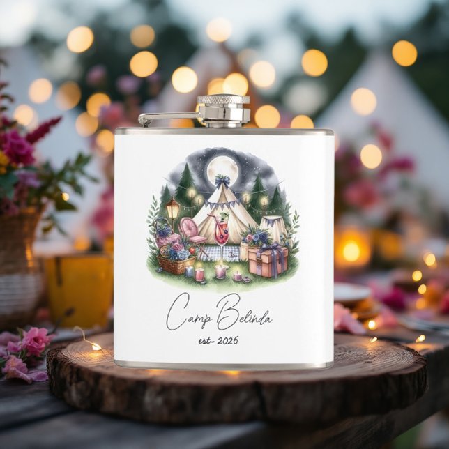 Cantil A Noiva do Campo Russo é a favor do Partido Person (Rustic Camp Bride Personalized Party Favor Flask)