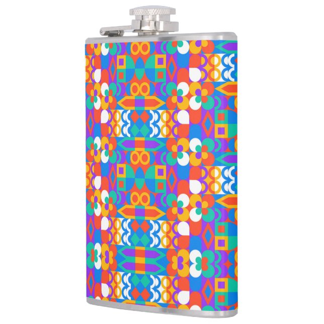 Cantil A vibrant flask featuring a colorful geometric  (Esquerda)