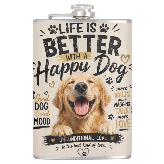 Cantil A Vida é Melhor Com Design de Cães Felizes (Frente)