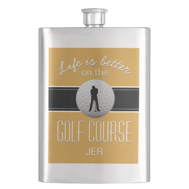 Cantil A Vida é Melhor Jogando Golfe Monogramado Amarelo  (Frente)