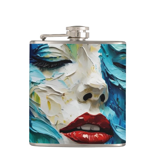 Cantil Abstract art painting female face ocean waves (Frente)