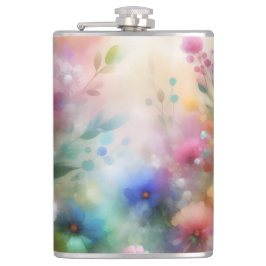 Cantil Abstract Watercolor Florals Flask