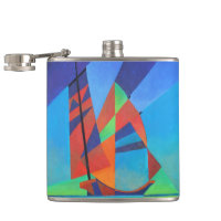 Abstrato Art Junk Boat Contra Céu Azul Profundo