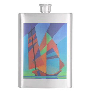 Cantil Abstrato Art Junk Boat Contra Céu Azul Profundo